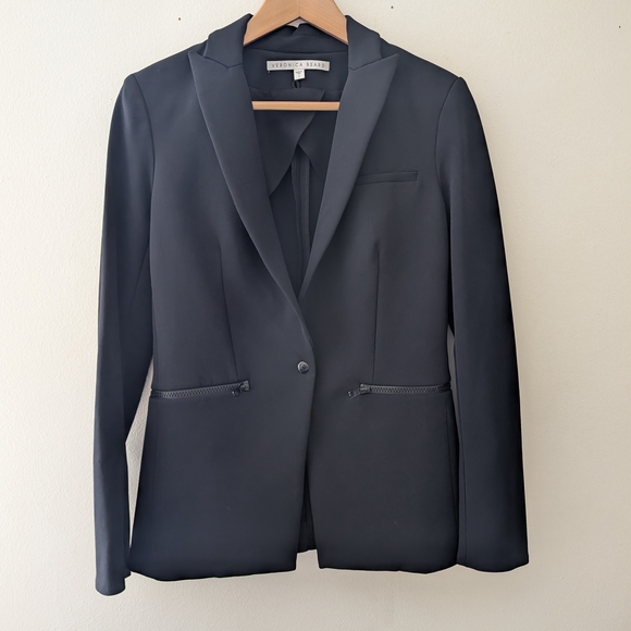 Veronica Beard Scuba Dickey Jacket Blazer Black Size 2 Stretch Tailored Classic - Picture 4 of 13
